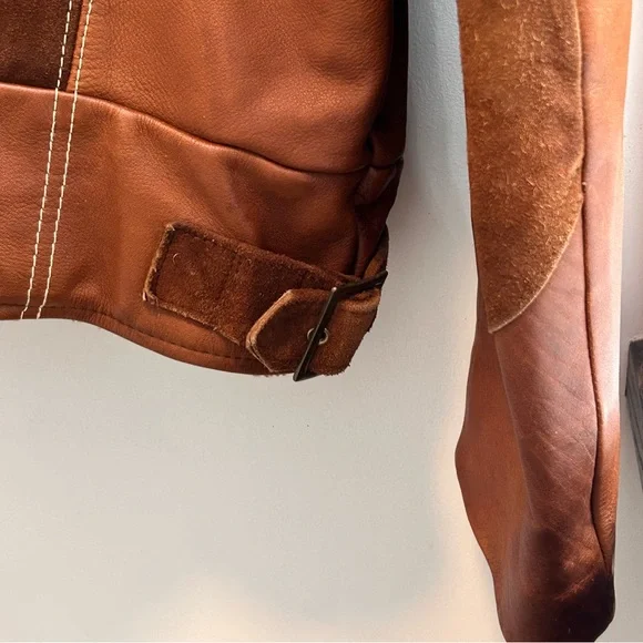 PIONEER Vintage Mens Two Tone Brown Leather Jacket-42 - Picture 5 of 11